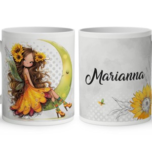 Névvel kérhető - Huncut Napraforgós tündérlány mintás bögre, Otthon & Életmód, Konyhafelszerelés, tálalás, Tálalás, Bögre & Csésze, , MESKA
