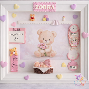 Baba képkeret, Baba - mama, Babaszoba dekoráció, Babaszoba kép, Gyurma, MESKA