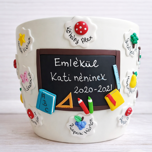 Díszített kaspó pedagógusoknak, Otthon & Életmód, Virágdekoráció, Virágtartó, Kaspó, Gyurma, MESKA