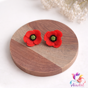 Pipacs fülbevaló, Ékszer, Fülbevaló, Pötty fülbevaló, Ékszerkészítés, MESKA