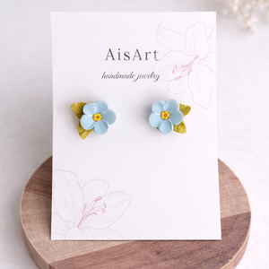 Nefelejcs fülbevaló, Ékszer, Fülbevaló, Pötty fülbevaló, Ékszerkészítés, MESKA