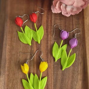 Tulipános fülbevaló - ékszer - fülbevaló - lógó fülbevaló - Meska.hu