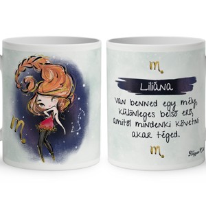 Személyre szabható - Vörös hajú Csini Skorpió lány mintás bögre, Otthon & Életmód, Konyhafelszerelés, tálalás, Tálalás, Bögre & Csésze, , MESKA