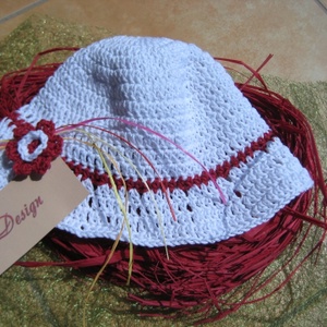 Fehér kislány kalap 44-es méret - Meska.hu