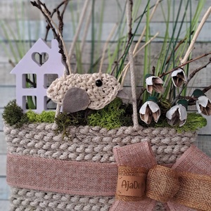 Hóvirágos, madárkás ajtódísz - Meska.hu