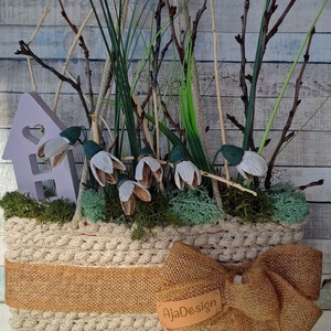 Hóvirágos, házikós ajtódísz - Meska.hu