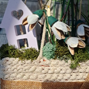 Hóvirágos, házikós ajtódísz - otthon & életmód - dekoráció - ajtó- és ablak dekoráció - ajtódísz & kopogtató - Meska.hu