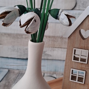 Hóvirágos asztali dekoráció, mécsestartóval, házikóval - otthon & életmód - dekoráció - asztal és polc dekoráció - asztaldísz - Meska.hu