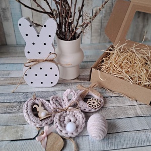 Húsvéti horgolt díszek dobozban - ünnepi díszek, dekorációk - húsvéti díszek és dekorációk - húsvéti tojásfadíszek - Meska.hu