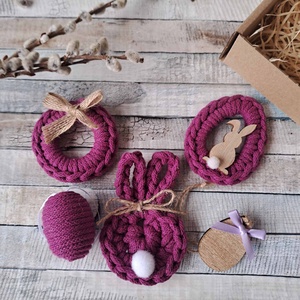 Húsvéti horgolt díszek dobozban - ünnepi díszek, dekorációk - húsvéti díszek és dekorációk - húsvéti tojásfadíszek - Meska.hu