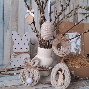 Húsvéti horgolt díszek dobozban - ünnepi díszek, dekorációk - húsvéti díszek és dekorációk - húsvéti tojásfadíszek - Meska.hu