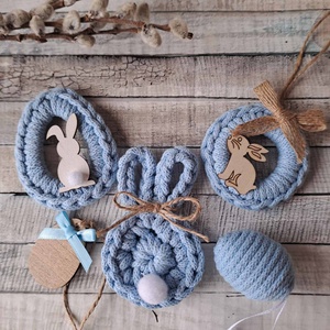 Húsvéti horgolt díszek dobozban - ünnepi díszek, dekorációk - húsvéti díszek és dekorációk - húsvéti tojásfadíszek - Meska.hu