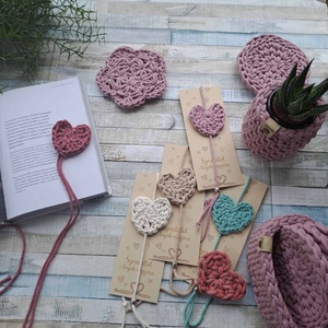 Horgolt szív alakú könyvjelző - könyv & zene - könyvjelző - Meska.hu