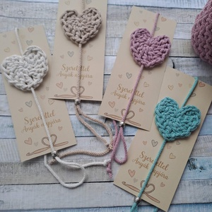 Horgolt szív alakú könyvjelző, Könyv & Zene, Könyvjelző, Horgolás, MESKA
