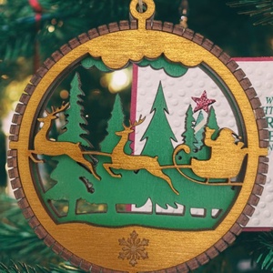 Száncsengő fadísz/karácsonyfadísz, Karácsony, Karácsonyi lakásdekoráció, Karácsonyfadíszek, Famegmunkálás, Gravírozás, pirográfia, MESKA