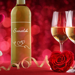 AKCIÓS -50% Gravírozott bor Szeretlek felirattal, Élelmiszer, Alkoholos italok, Gravírozás, pirográfia, MESKA