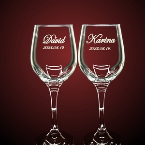 Gravírozott pohár esküvőre, ifjú párnak vagy ültetőpohárnak - otthon & életmód - konyhafelszerelés, tálalás - tálalás - boros poharak, szettek - Meska.hu