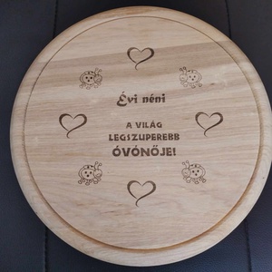 Vágódeszka óvónéninek, pedagógusnapra, ballagásra, Otthon & Életmód, Konyhafelszerelés, tálalás, Sütés, főzés, Vágódeszka, Gravírozás, pirográfia, MESKA