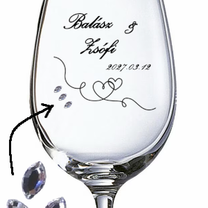 Esküvői boros/pezsgős poharak Swarovski Navette kristályokkal, Otthon & Életmód, Konyhafelszerelés, tálalás, Tálalás, Boros poharak, szettek, Gravírozás, pirográfia, MESKA