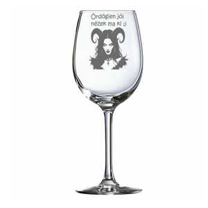 Ördögien jól nézek ma ki!  Gravírozott borospohár - otthon & életmód - konyhafelszerelés, tálalás - tálalás - boros poharak, szettek - Meska.hu Ördögien jól nézek ma ki!  Gravírozott borospohár - otthon & életmód - konyhafelszerelés, tálalás - tálalás - boros poharak, szettek - Meska.hu