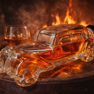 Old timer autó díszüveg palack saját felirattal, Otthon & Életmód, Dekoráció, Asztal és polc dekoráció, Díszüveg, Gravírozás, pirográfia, MESKA