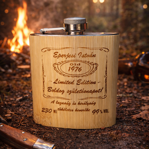 Gravírozott Laposüveg egyedi felirattal születésnapra, Otthon & Életmód, Konyhafelszerelés, tálalás, Flaska, csatos üveg, Gravírozás, pirográfia, MESKA