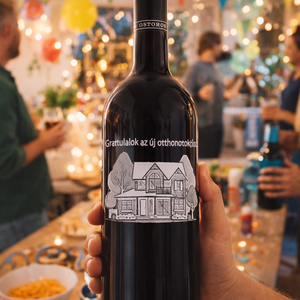 Gravírozott borok házavatóra, Élelmiszer, Alkoholos italok, Gravírozás, pirográfia, MESKA