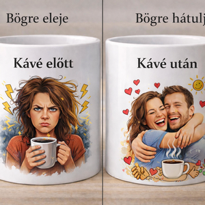 Kétoldalas vicces Kávé előtt � Kávé után bögre � Egy bögre, két arc - Meska.hu