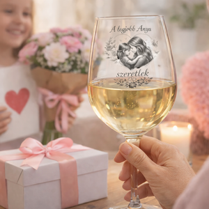 Anyák Napjára: Megható gravírozott borospohár � A tökéletes ajándék, Otthon & Életmód, Konyhafelszerelés, tálalás, Tálalás, Boros poharak, szettek, Gravírozás, pirográfia, MESKA