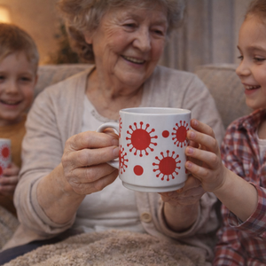 Retro piros napmintás kerámiabögre � Nosztalgikus kakaózásokhoz - Meska.hu