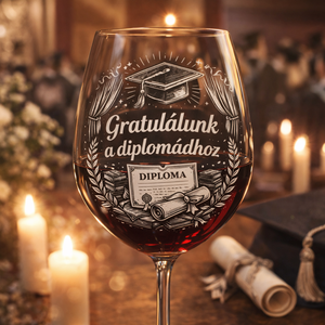Gravírozott diplomaosztós borospohár Gratulálunk! felirattal - Egyedi ajándék ballagásra és diplomázásra - Meska.hu