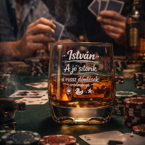 Gravírozott whiskys pohár � A jó sztorik a rossz döntések eredménye � Névre szóló férfias ajándék  - Meska.hu