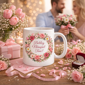 Személyre szabható nőnapi bögre virágkoszorúval - Meska.hu