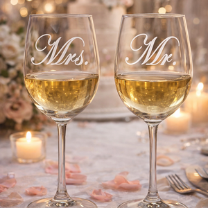 Gravírozott pohár készlet Mr, Mrs felirattal 2db - Meska.hu