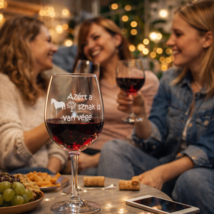 Vicces Gravírozott borospohár Merész felirattal - Meska.hu