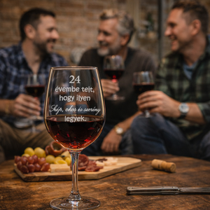 Vicces Gravírozott pohár születésnapra , Otthon & Életmód, Konyhafelszerelés, tálalás, Tálalás, Boros poharak, szettek, Gravírozás, pirográfia, MESKA