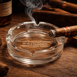 Gravírozott üveg hamutartó saját felirattal, Otthon & Életmód, Dekoráció, Asztal és polc dekoráció, Díszüveg, Gravírozás, pirográfia, MESKA