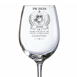 Gravírozott pohár a 2026-os foci VB mellé meccsnézéshez, szurkoláshoz vagy ünnepléshez, akár saját névvel is, Otthon & Életmód, Konyhafelszerelés, tálalás, Tálalás, Boros poharak, szettek, Gravírozás, pirográfia, MESKA