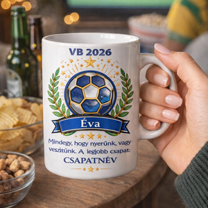 VB2026 Egyedi, névre szóló kerámia bögre focirajongóknak - Meska.hu