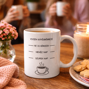 Vicces Ajándék / Kávésbögre egy nehéz napra saját névvel, Otthon & Életmód, Konyhafelszerelés, tálalás, Tálalás, Bögre & Csésze, Gravírozás, pirográfia, MESKA