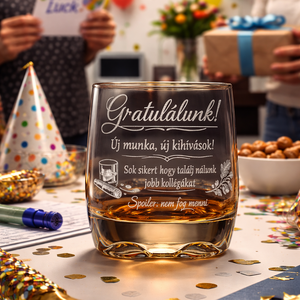 Gravírozott whiskys pohár � búcsúajándék kollégának, Otthon & Életmód, Konyhafelszerelés, tálalás, Tálalás, Pohár, Gravírozás, pirográfia, MESKA