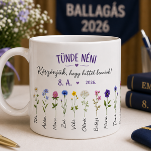 Ballagási Ajándék Bögre Óvónőknek és Tanároknak � Egyedi Névvel, Virágmintával - Meska.hu