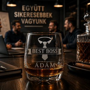 Best Boss whisky pohár � gravírozott, névre szóló ajándék főnöknek - Meska.hu