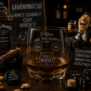 Legénybúcsús gravírozott whiskys pohár � egyedi névvel - Meska.hu