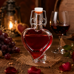 Szív alakú boros díszüveg � romantikus ajándék szerelmeseknek - Meska.hu