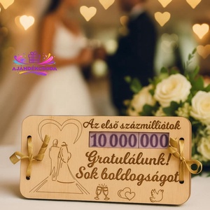 Esküvői  Pénz átadó ajándéktábla, Művészet, Szobor, Fa szobor, Gravírozás, pirográfia, MESKA