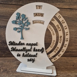 Egyedi, fa öröknaptár � motiváló idézettel, Otthon & Életmód, Dekoráció, Fali és függő dekoráció, Falinaptár & Öröknaptár, Gravírozás, pirográfia, MESKA
