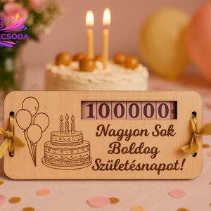 Születésnapi Pénz átadó ajándéktábla, , Gravírozás, pirográfia, MESKA