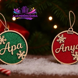  Egyedi névre szóló karácsonyfadísz � természetes fa, duplarétegű kivitelben! , Karácsony, Karácsonyi lakásdekoráció, Karácsonyfadíszek, Gravírozás, pirográfia, MESKA