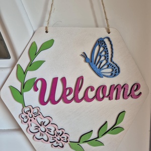 ajtótábla-ajtó dísz, Otthon & Életmód, Dekoráció, Ajtó- és ablak dekoráció, Ajtódísz & Kopogtató, Gravírozás, pirográfia, MESKA